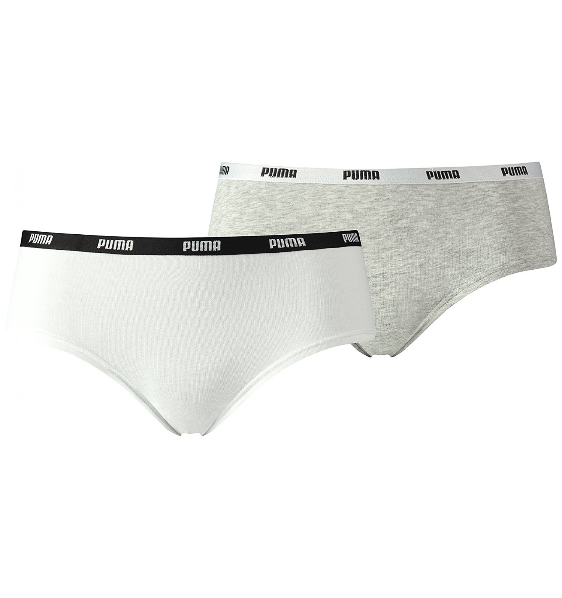 PUMA nohavičky boxerkové HIPSTER - 2PACK 'ICONIC' biela,sivá  092