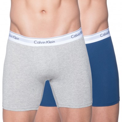 boxerky s predlženým strihom - 2PACK 'MODERN COTTON' modrá,sivá  YTQ